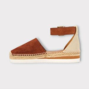 See By Chloe Glyn Brown Suede Ankle Strap Espadrilles